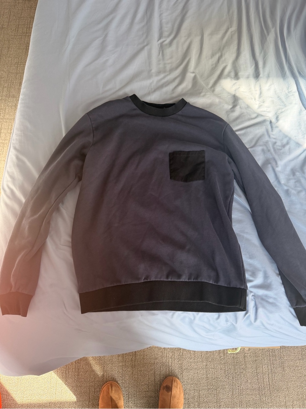Men's Crewneck Pocket Sweater — Dark Charcoal